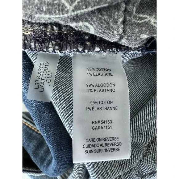 KARL LAGERFELD PARIS High Rise Embellished Skinny Jeans Coastal Blue Wash 16 New
